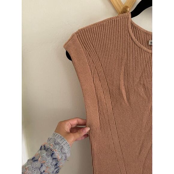 Abercrombie & Fitch Dress Women's Small Tan Knit Mini Sleeveless Bodycon Sweater - Picture 5 of 7